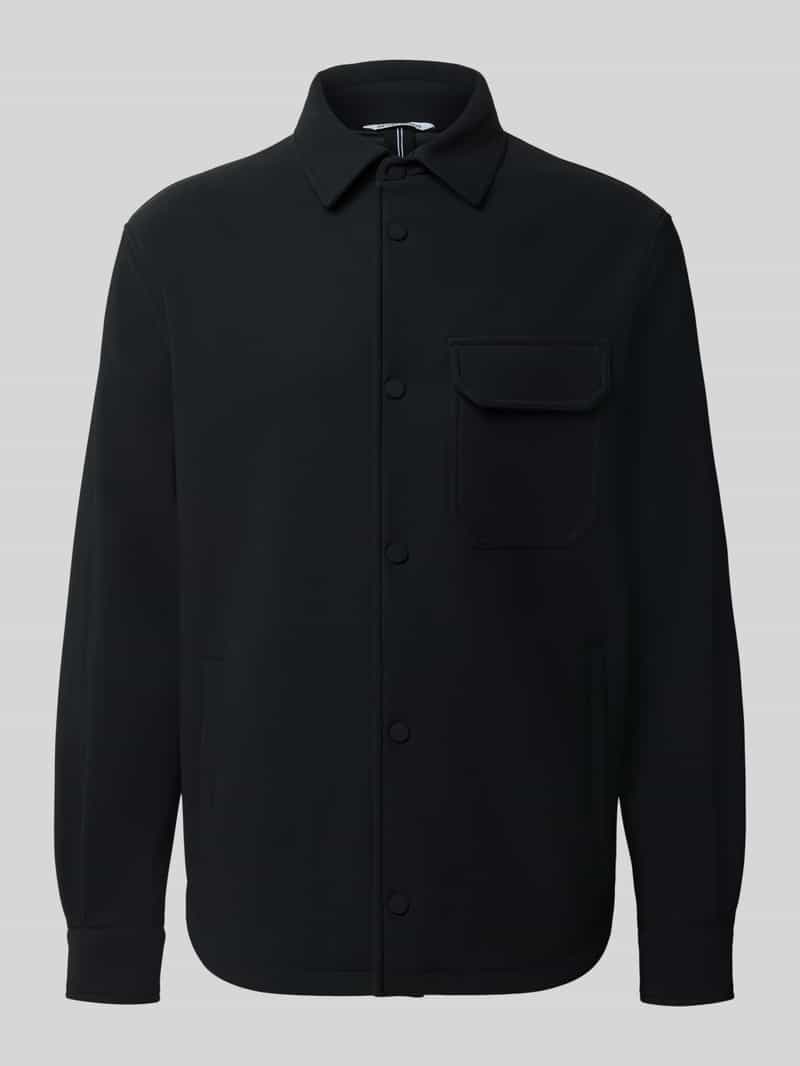 Regular fit overshirt met borstzak en labeldetail