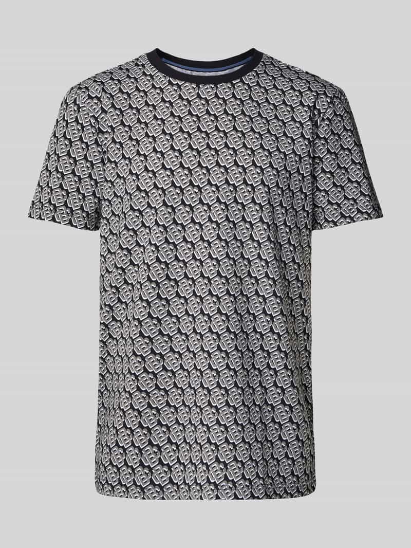 Christian Berg Men T-shirt met geribde ronde hals