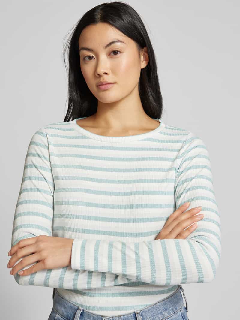monari Shirt met lange mouwen en geribde ronde hals