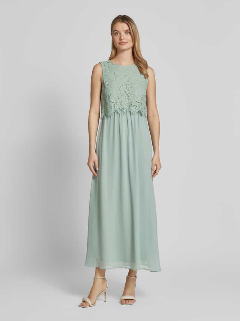 Vila Maxi-jurk met gehaakt kant, model 'MILINA' rietgroen, foto 3