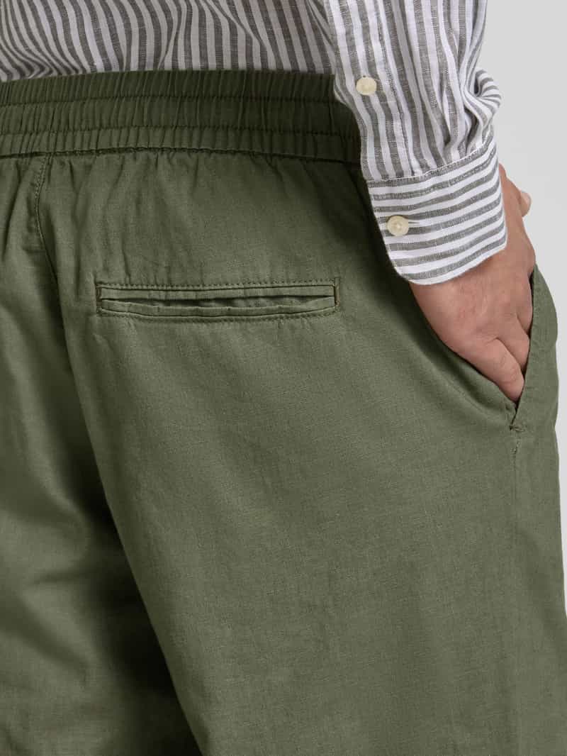 Matinique Regular fit linnen broek met elastische band model 'barton'