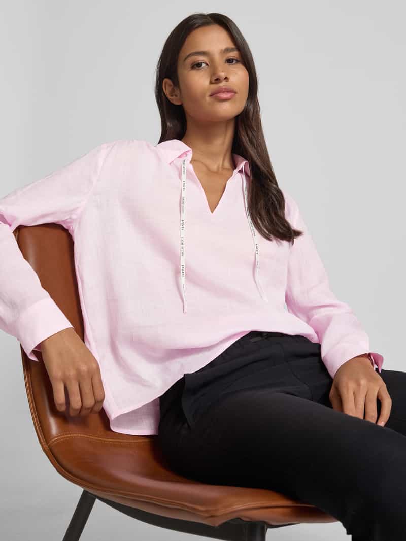 Marc Cain Regular fit blouse van ramie met platte kraag