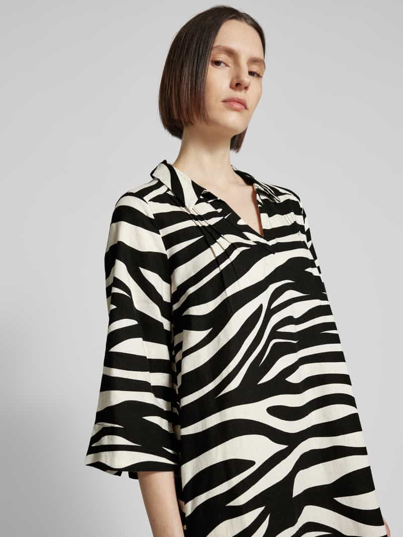 s.Oliver RED LABEL Knielange linnen jurk met dierenprint