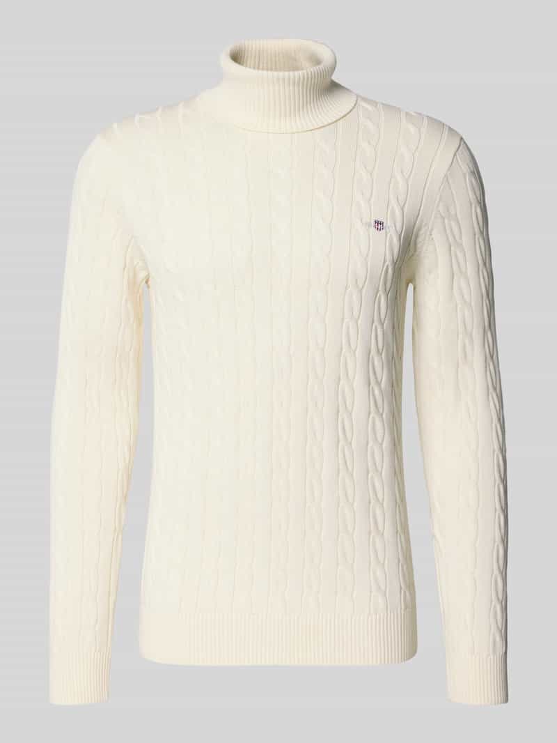 Gant Trui Cotton Cable Rollneck Crème / male