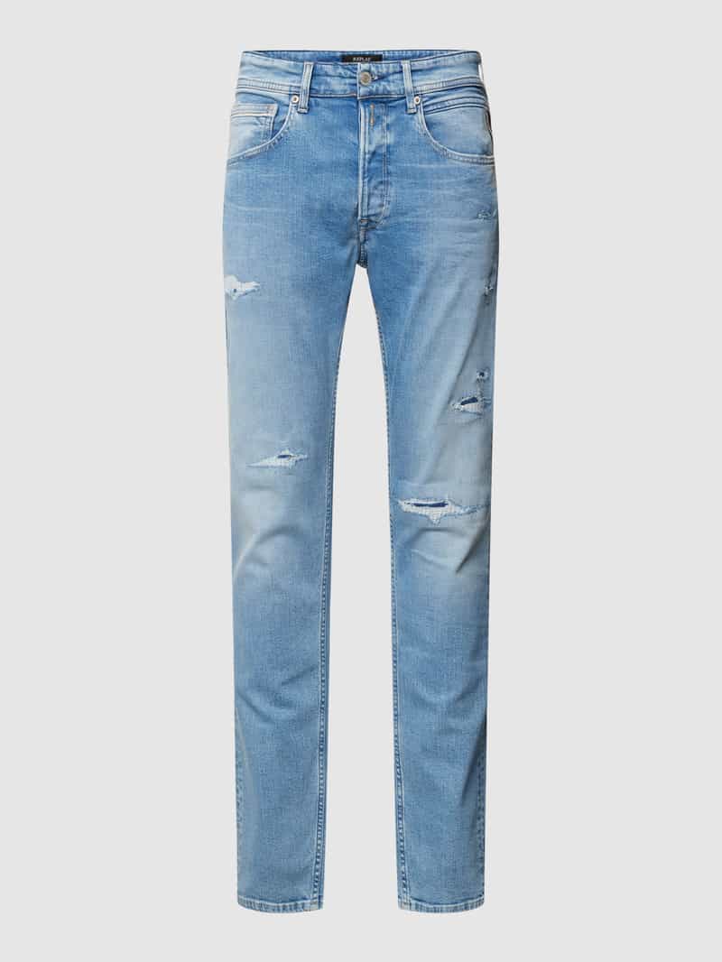 Replay Straight fit jeans in destroyed-look model 'GROVER'