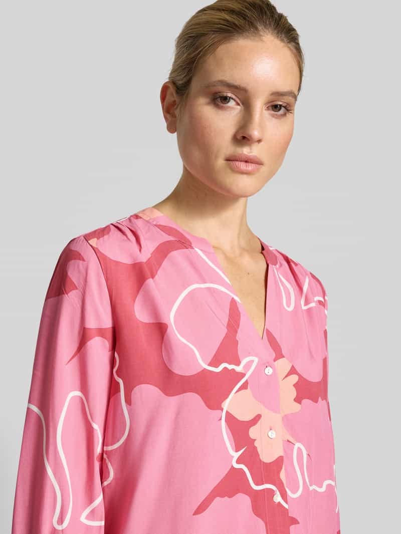 Tom Tailor Loose fit blouse met korte mouwen van pure viscose met all-over motief