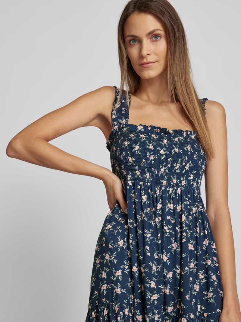 Apricot Knielange jurk van viscose met bloemenmotief