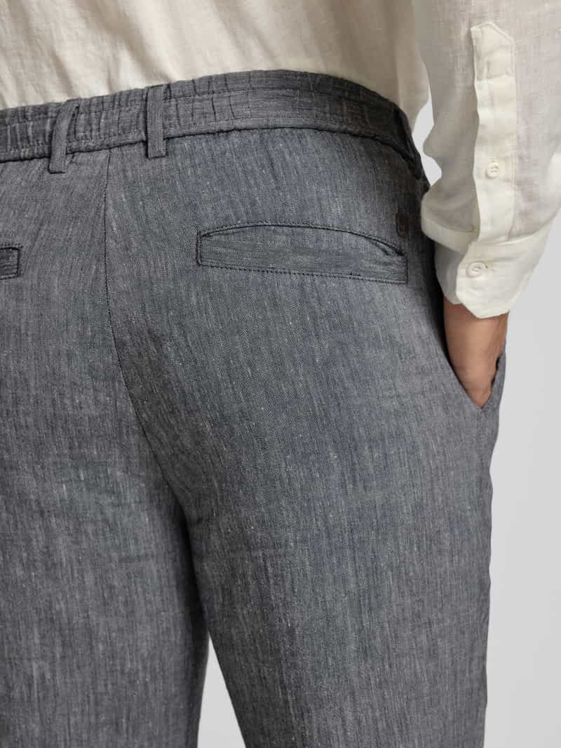 Boss Regular tapered fit linnen broek met tunnelkoord model 'Kane'
