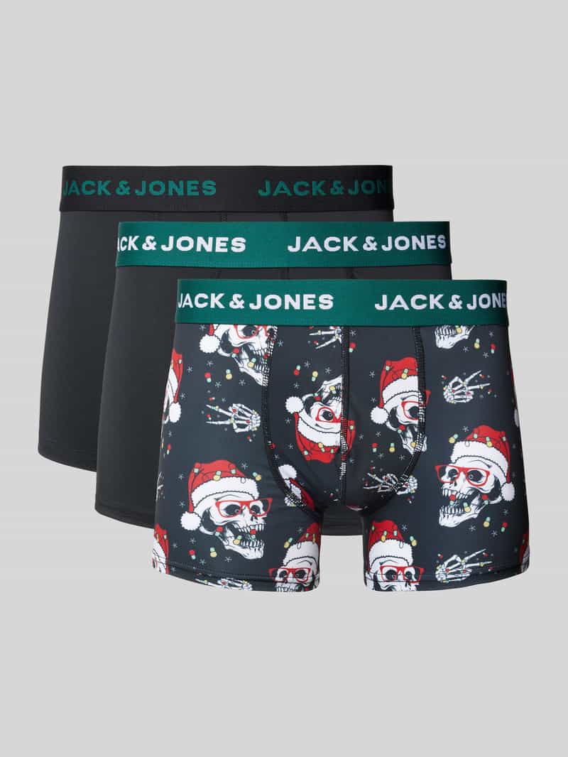 jack & jones Boxershort met deelnaden in een set van 3 stuks model 'XMAS SKULLS'