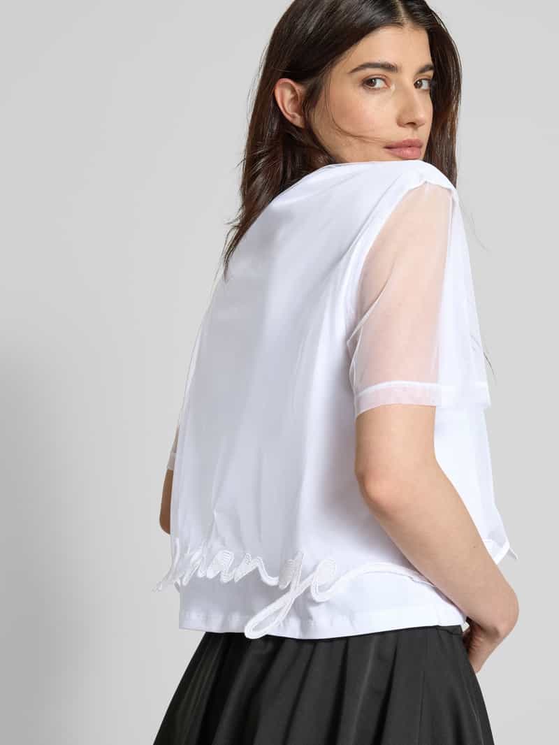 Armani Exchange T-shirt met geribde ronde hals
