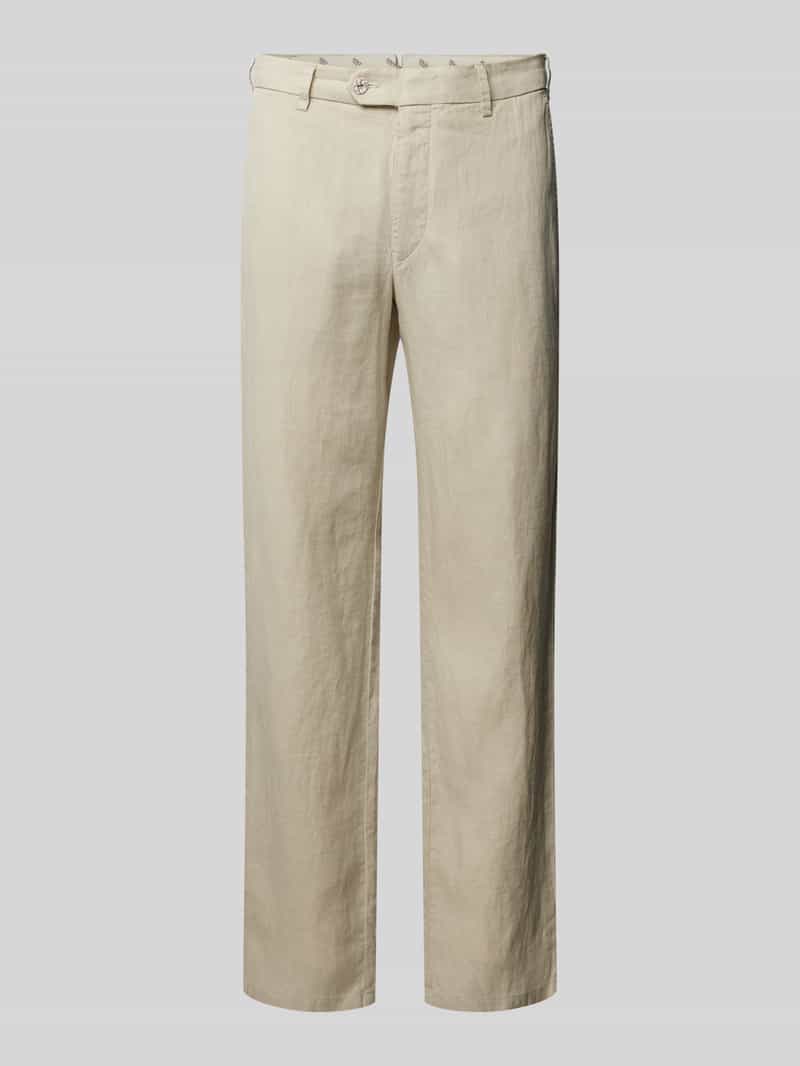 Mmx Regular fit linnen broek met riemlussen model 'LYNX'