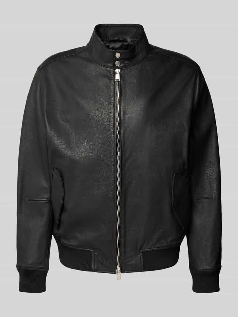 Boss Regular fit leren jack van echt lamsleer model 'MOINER'