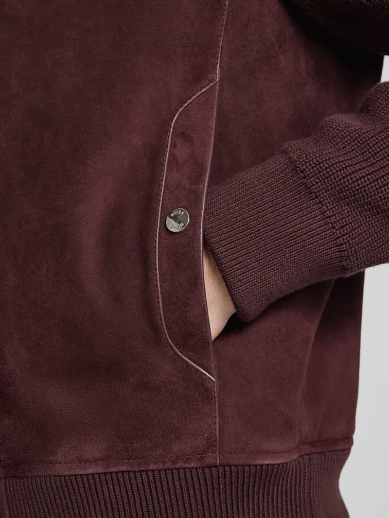 Boss Leren jack met opstaande kraag model 'Mersey'