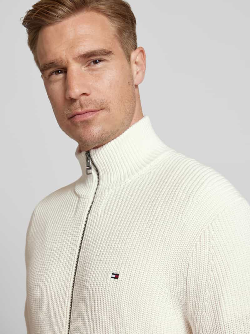 Tommy Hilfiger Gebreid jack met geribde opstaande kraag