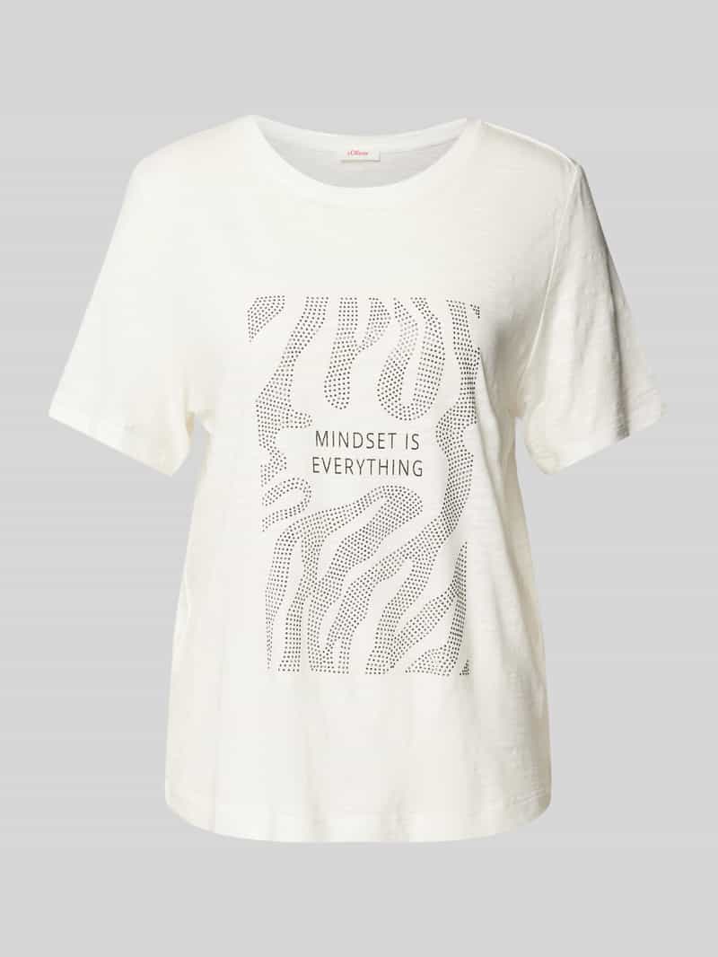 s.Oliver RED LABEL T-shirt met geribde ronde hals