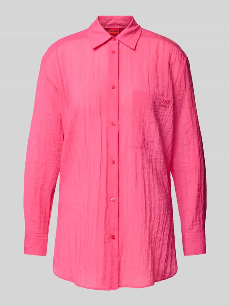 HUGO Regular fit overhemdblouse in kreuklook model 'Elodina'
