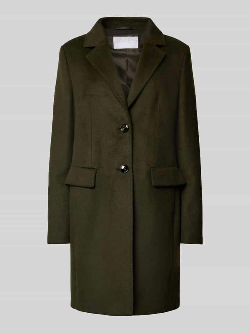 Jake*s Collection Regular fit lange jas met lanawol en reverskraag
