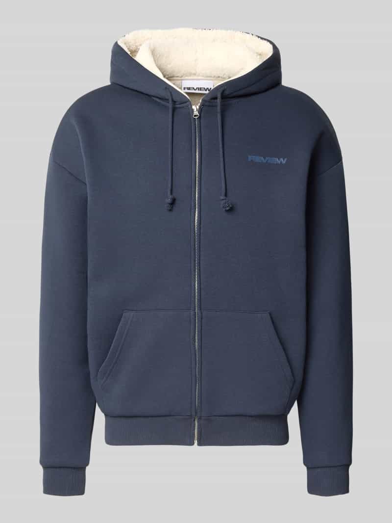 Regular fit sweatjack van katoenmix met voering van teddybont