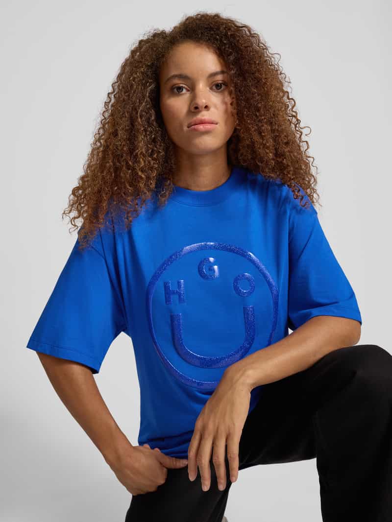 Hugo Blue Regular fit T-shirt van puur katoen