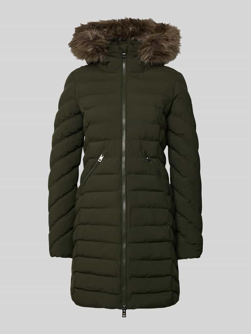 Superdry Regular fit gewatteerde lange jas met imitatiebont model 'Fuji'