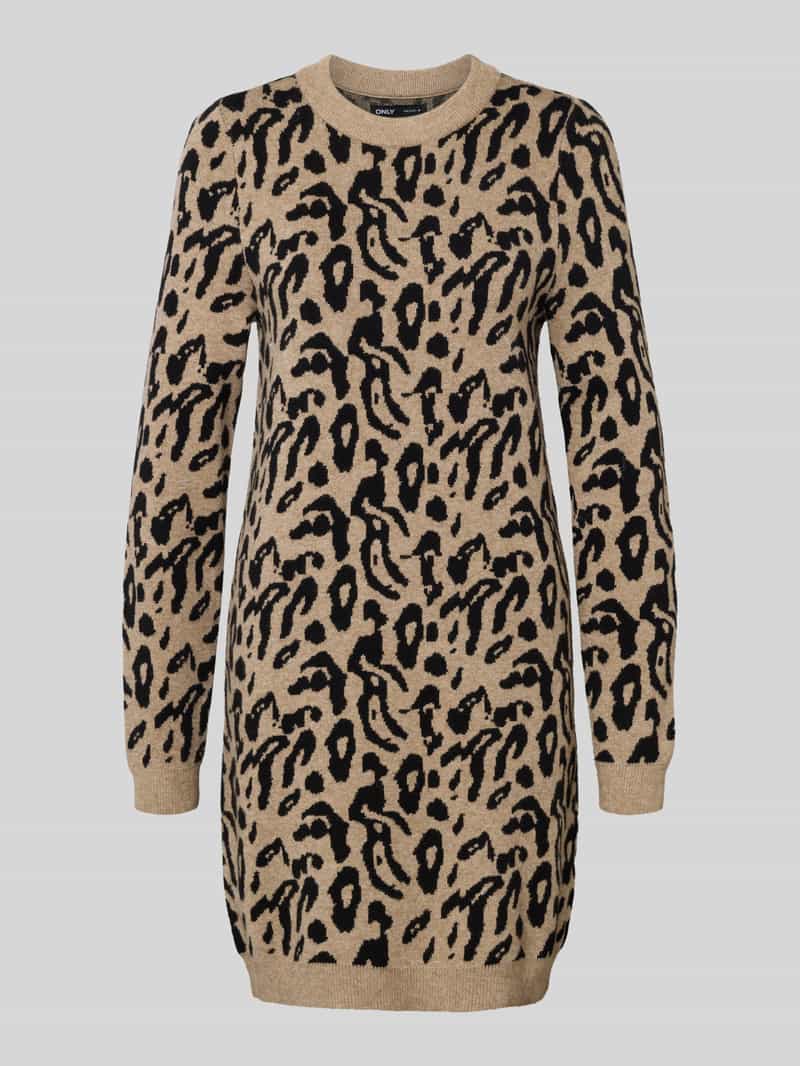 Only Gebreide jurk ONLJENNI LS ANIMAL DRESS EX KNT