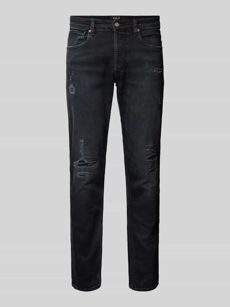 Replay Straight fit jeans in destroyed-look model 'GROVER'