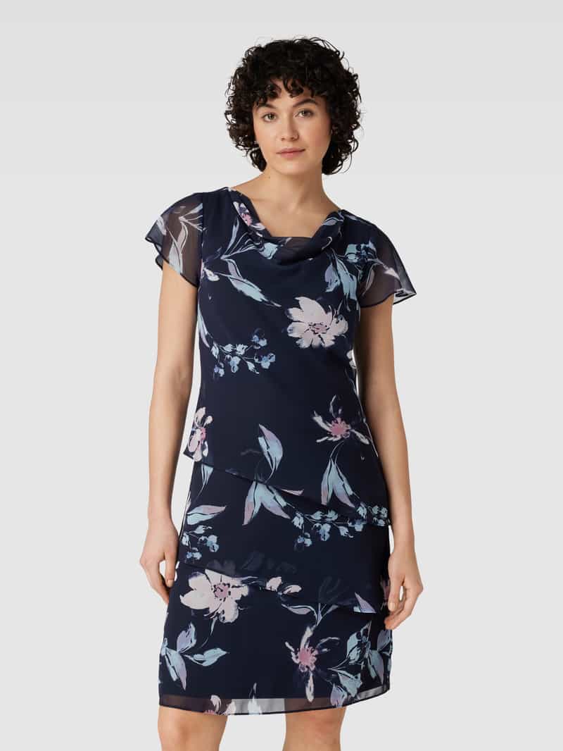 Knielange cocktailjurk met bloemenmotief Christian Berg Cocktail