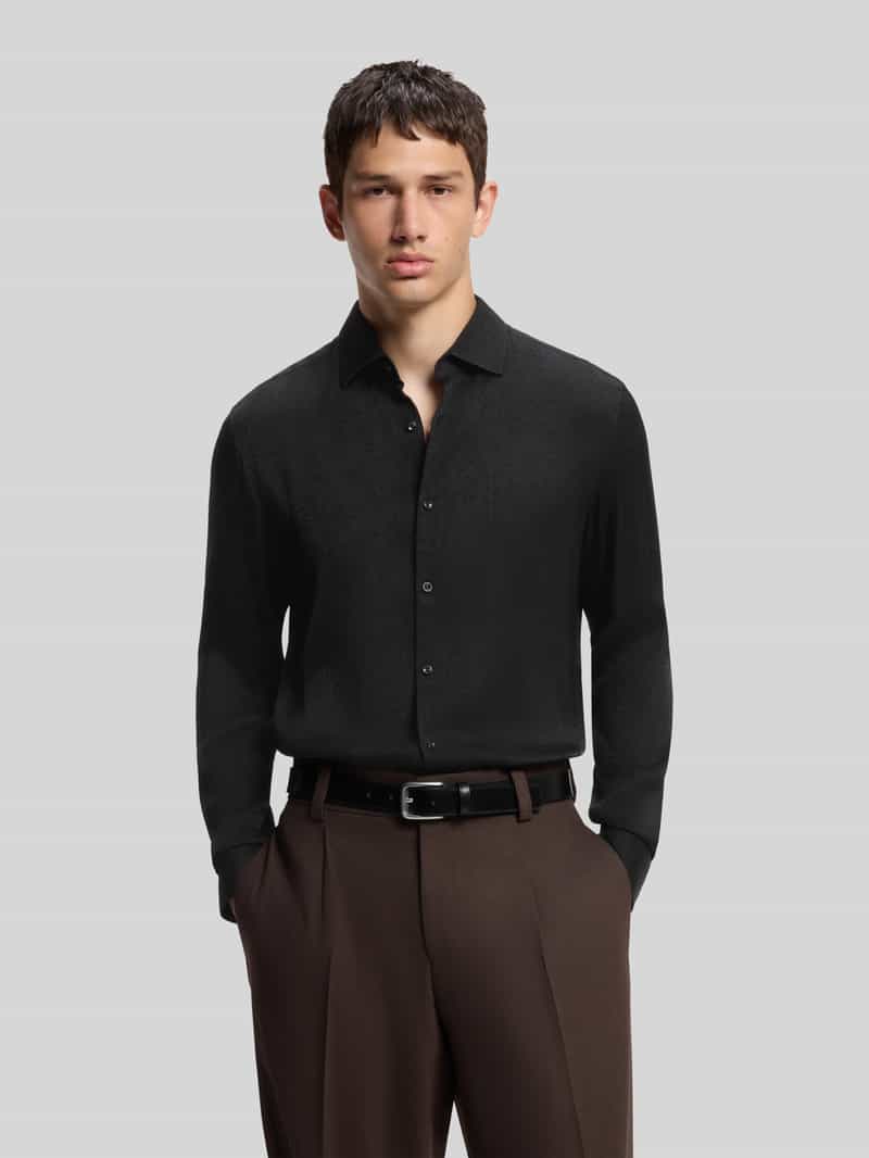 HUGO Slim fit businessoverhemd van viscose met jacquardstructuur model 'KENNO'