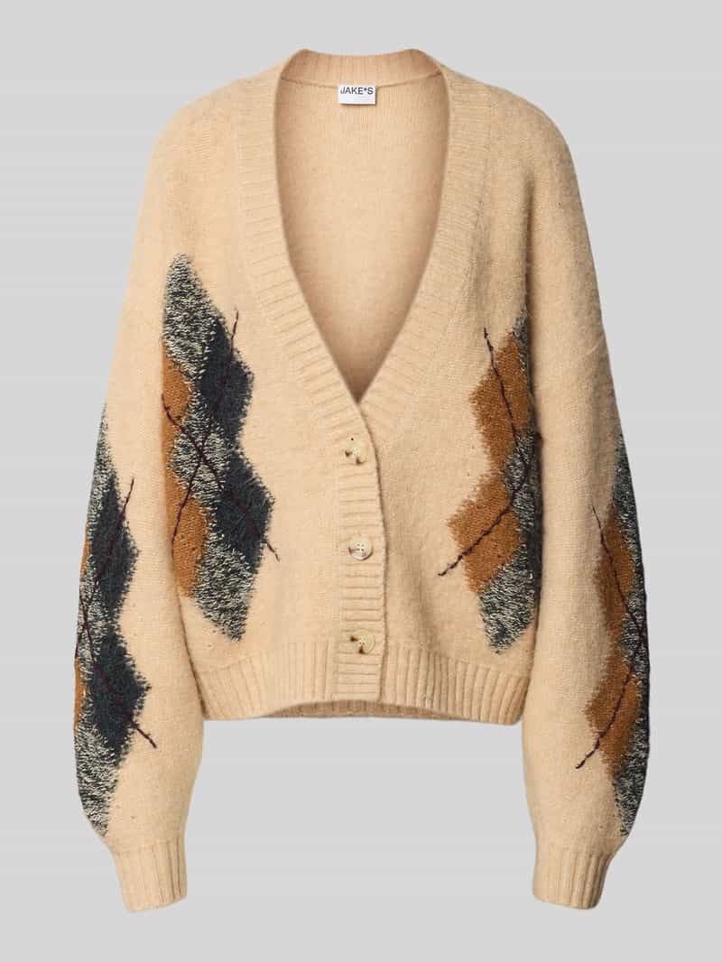 Jake*s Casual Relaxed fit gebreid jack met wol
