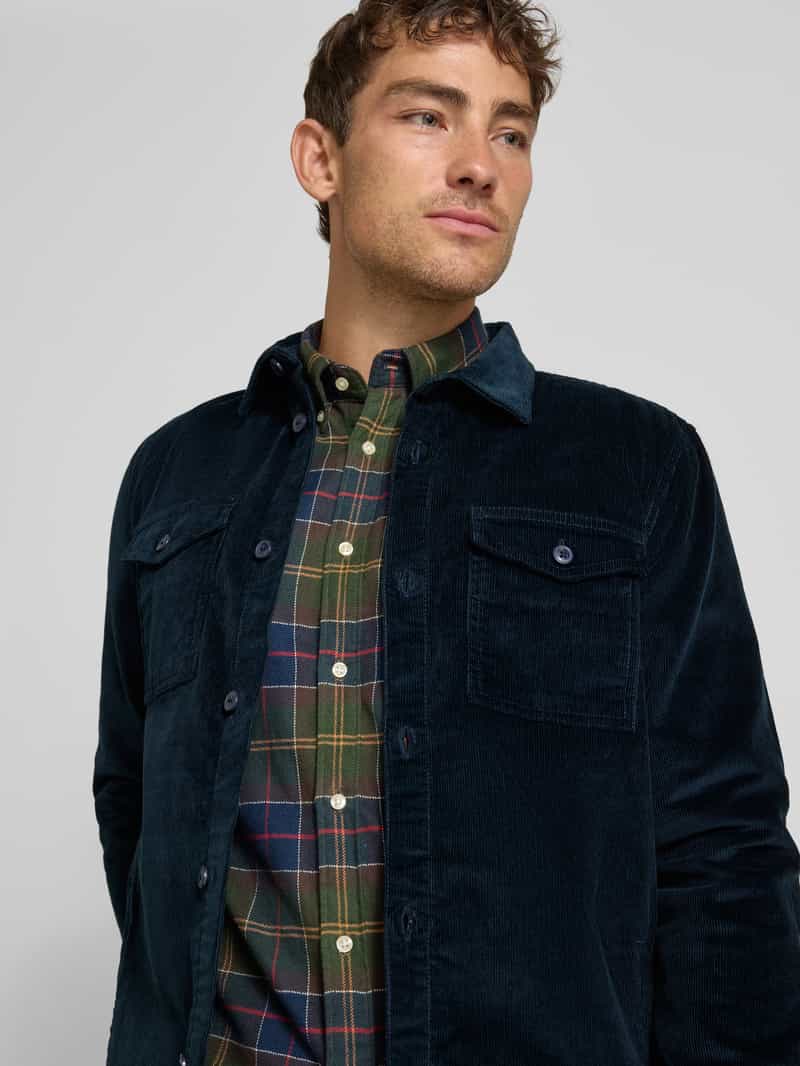 Barbour Regular fit ribcordoverhemd van katoenmix