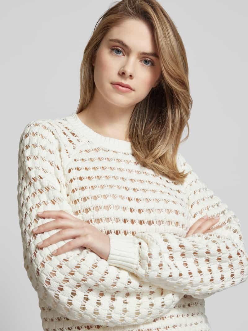 QS Gebreide pullover met ajourpatroon model 'Crochet2'