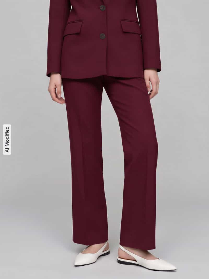 Selected Wijdte broek van viscosemix model 'RITA' bordeaux, foto 4