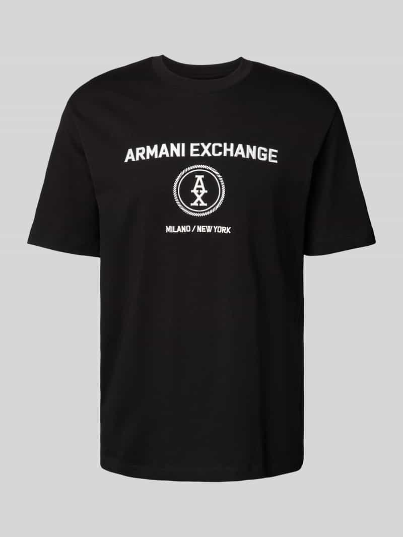 Armani Exchange T-shirt met geribde ronde hals