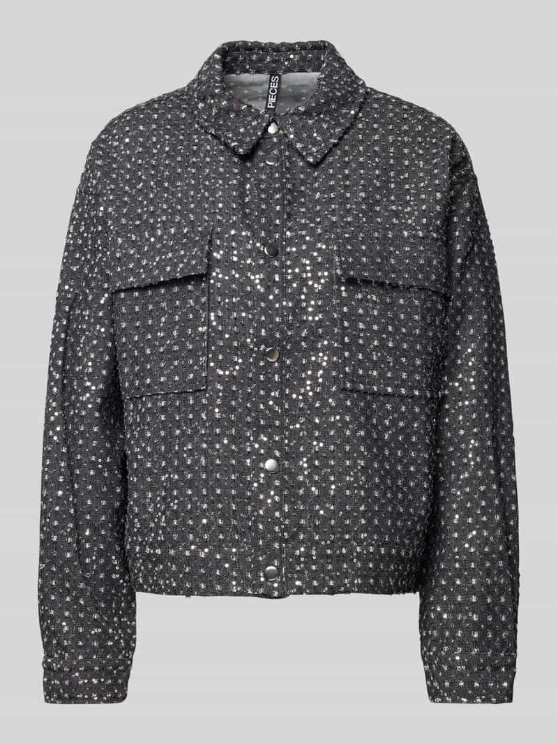 Pieces Regular fit jack met pailletten en opgestikte voorzakken model 'ROBERTA'