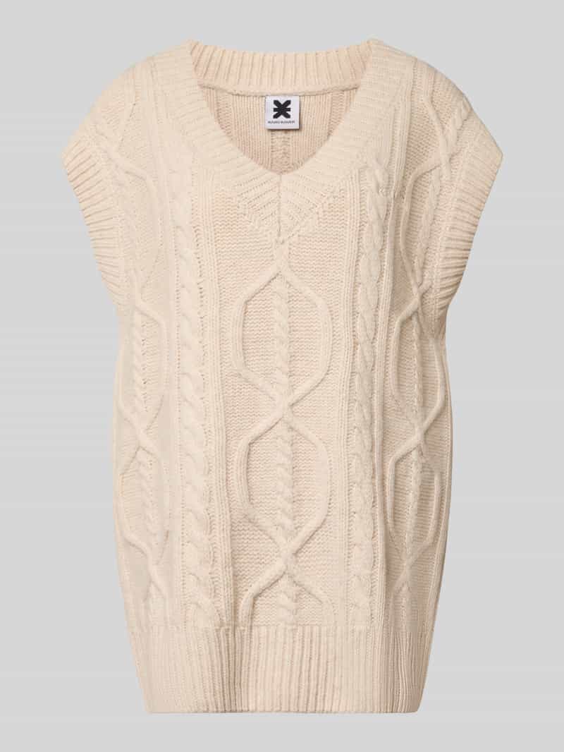 Karo Kauer relaxed fit spencer van pure wol met kabelpatroon