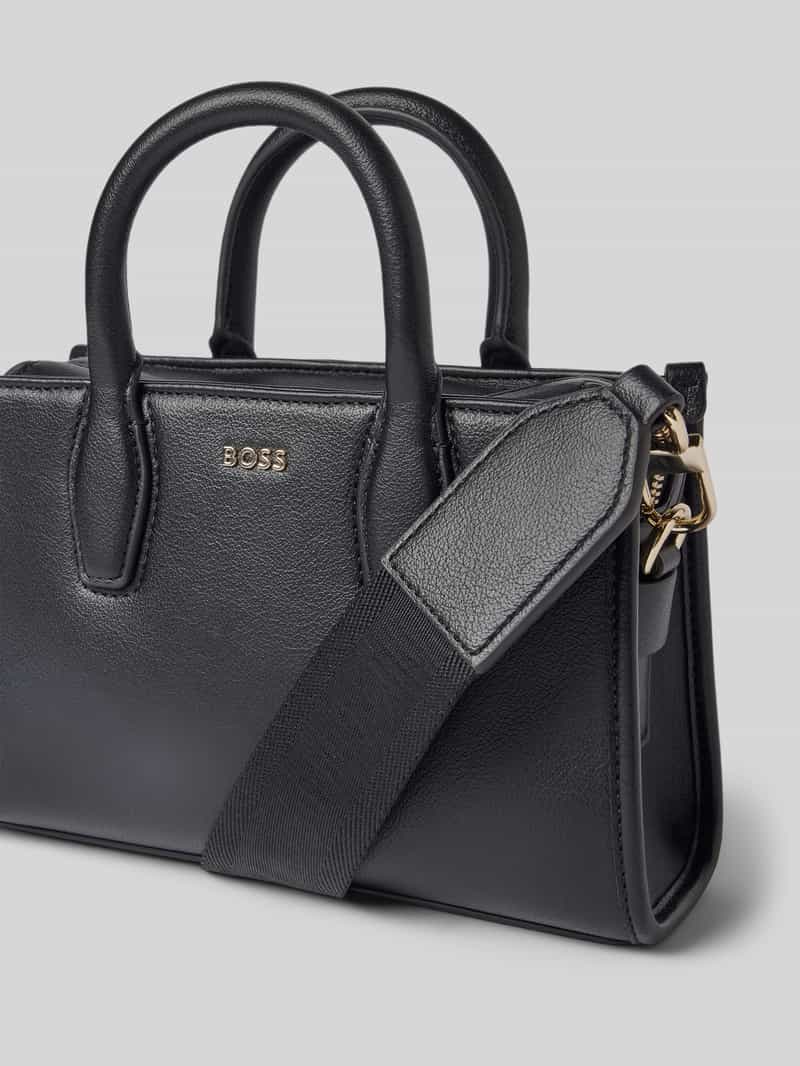 Boss Mini tote bag met labelapplicatie van metaal model 'SANDY'