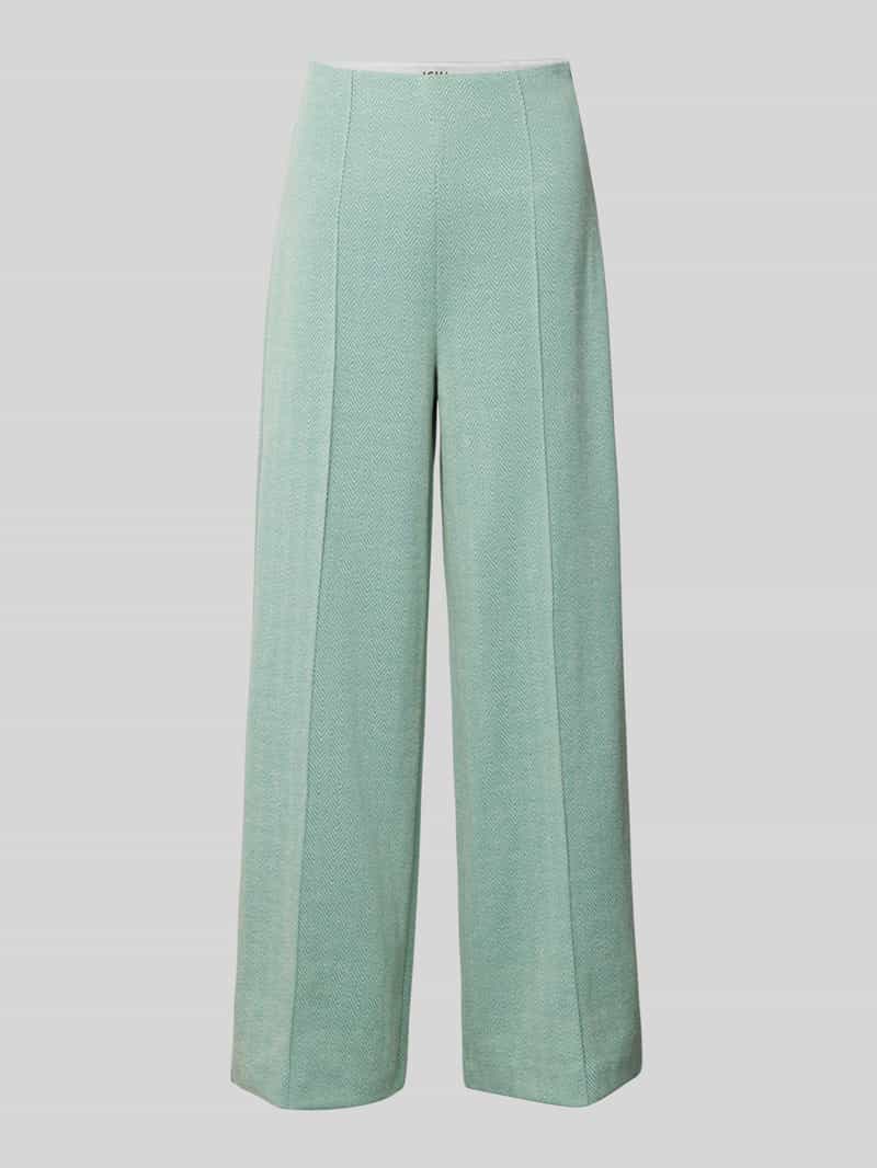 Ichi Wide leg stoffen broek met vaste persplooien model 'KATE'