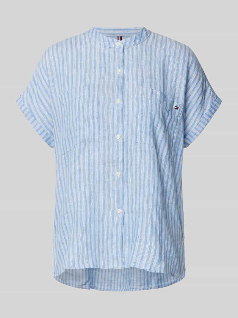 Tommy Hilfiger Relaxed fit linnen blouse met korte mouwen
