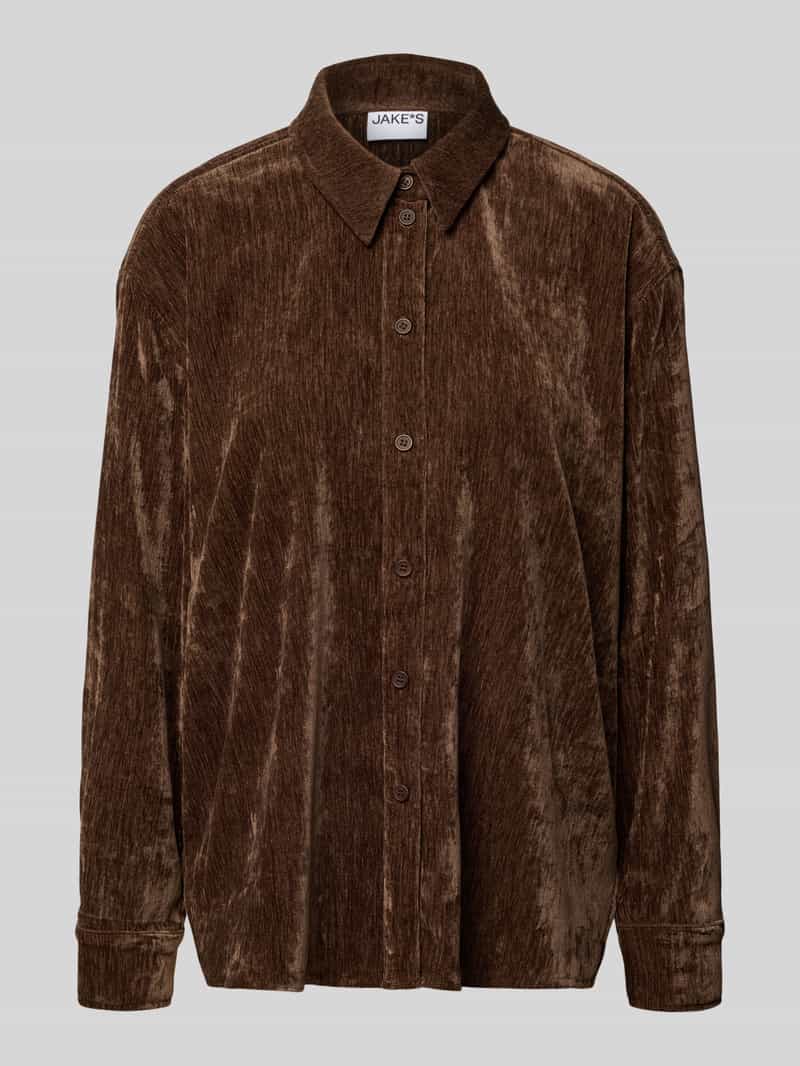 Jake*s Casual Relaxed fit overhemdkraag van fluweel