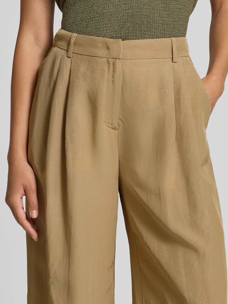 MORE & MORE Stoffen broek van een mix van viscose en linnen met plooien