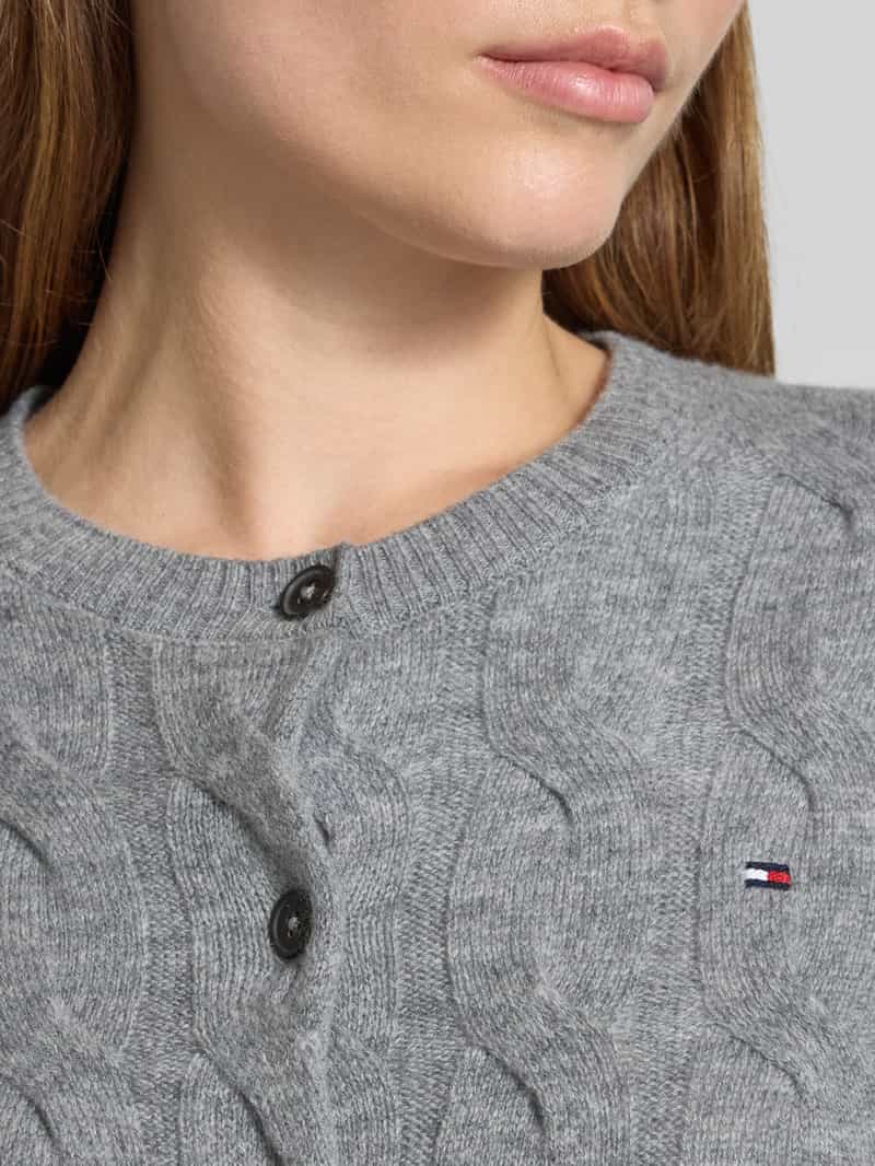Tommy Hilfiger Regular fit gebreid jack met kabelpatroon van zuivere wol