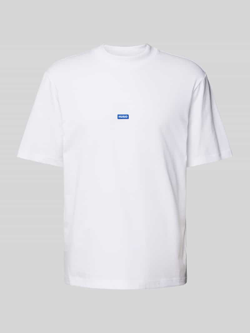 Hugo Blue T-shirt met labelstitching model 'Nieros'