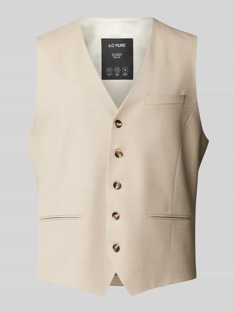 s.Oliver BLACK LABEL Slim fit gilet met fijn geweven structuur model 'S.O PURE'
