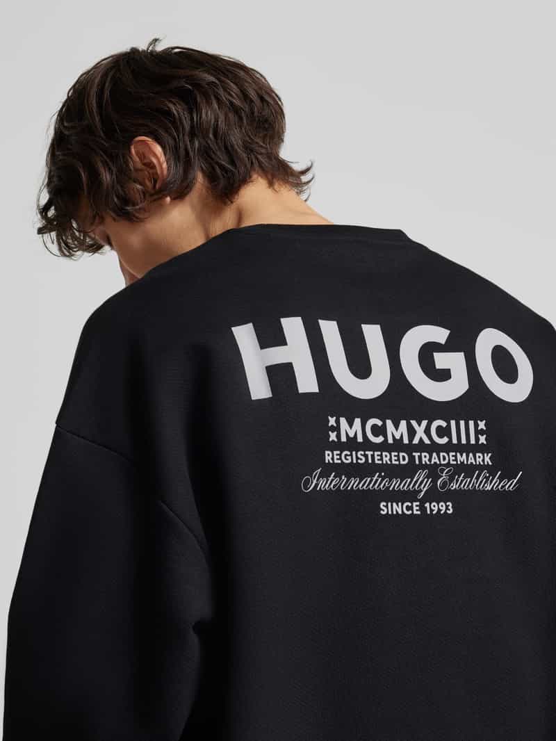Hugo Blue Oversized sweatshirt met labelprint model 'Naviu'
