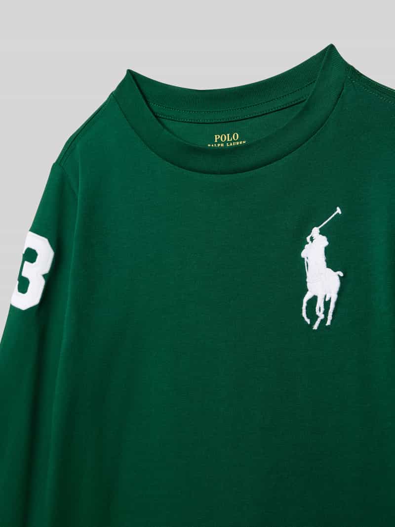 Polo Ralph Lauren Kids Shirt met lange mouwen labelstitching en ronde hals