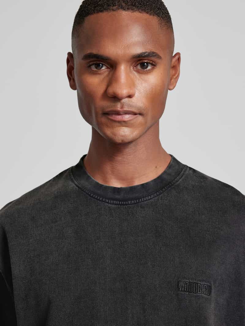 WOODBIRD T-shirt met labelstitching model 'Baine'