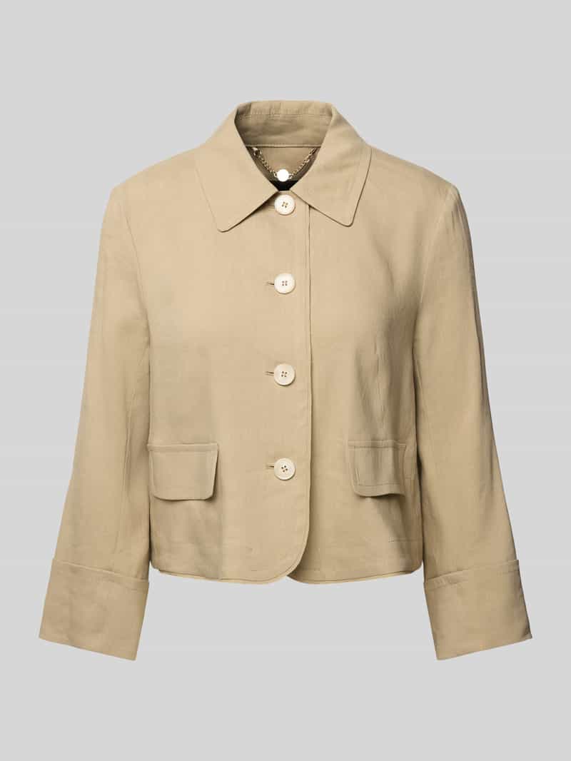 Marc Cain Regular fit blazer van linnenmix met knoopsluiting