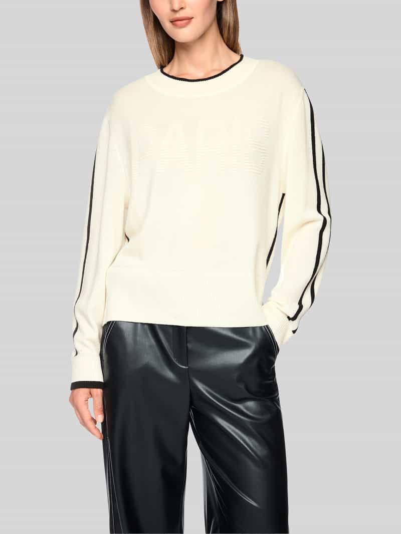 Marc Cain Pullover van mix van wol en alpaca met structuurlogo