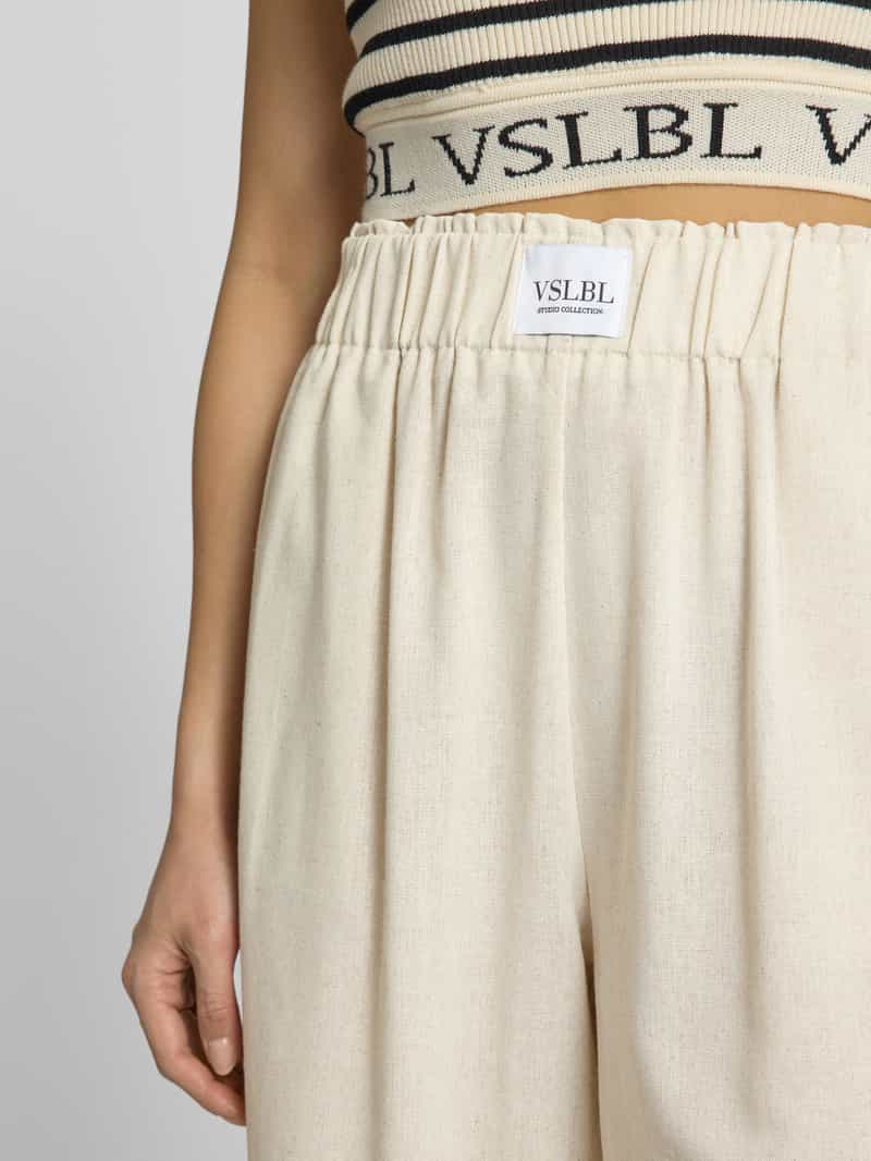 VILLA SOPHIE Wide leg linnen broek met elastische band model 'ELLA'