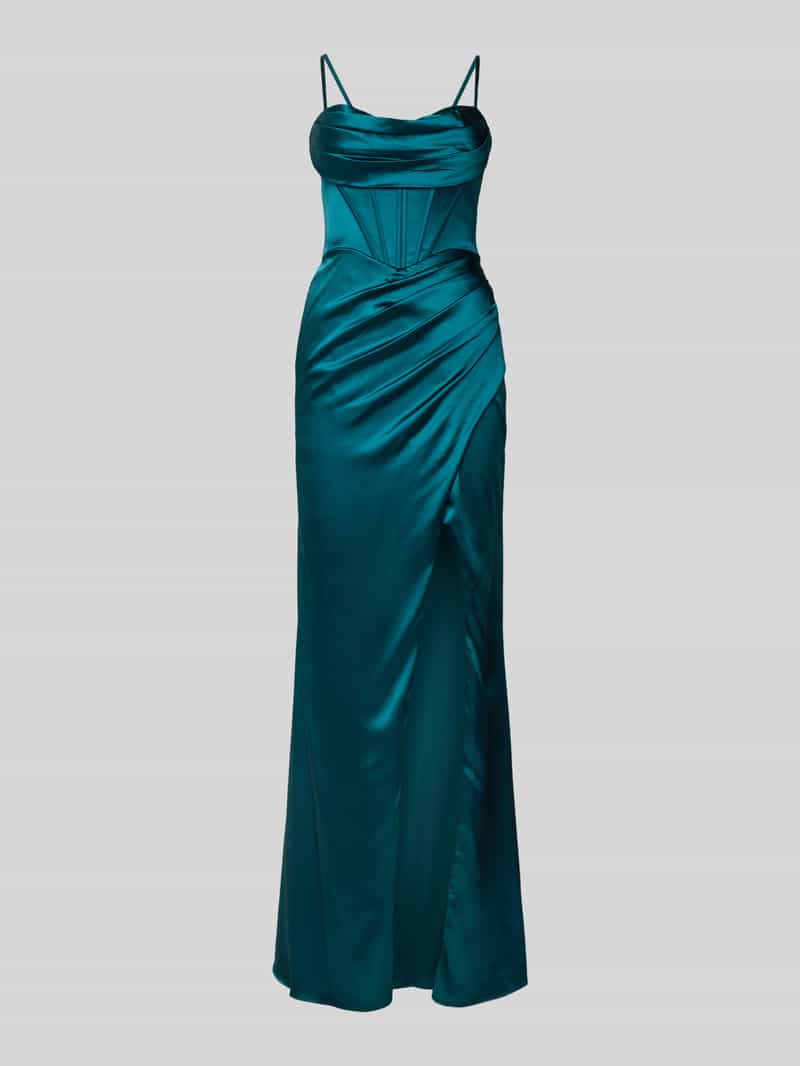 luxuar Avondjurk van satijn met loopsplit en vetersluiting aan de achterkant